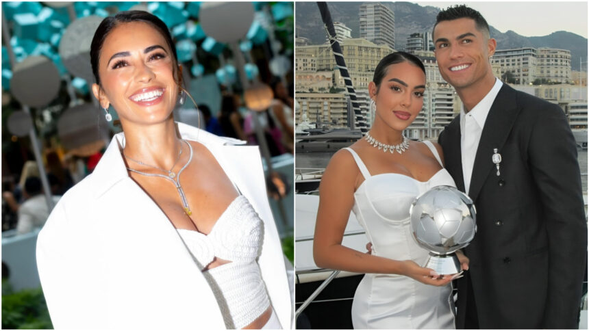 Georgina Rodriguez, Antonela Rocuzzo, Cristiano Ronaldo, Lionel Messi.